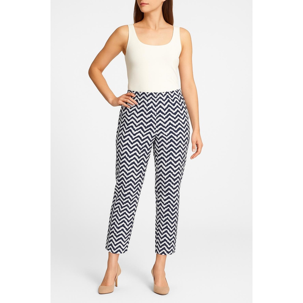 Ann Taylor Womens Size 10 Navy White Chevron Pattern Pants